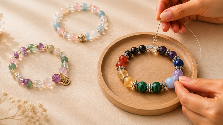 Custom energized healing crystal bracelet stack